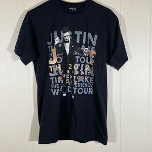 Justin Timberlake Black band tee 2014 World Tour Shirt mens size medium unisex
